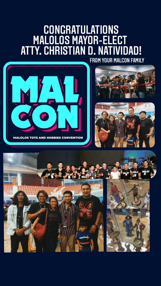 malcon_ph's tweet photo. Congratulations Atty. Christian Natividad @agila1224 for winning the mayoral race in Malolos City! Our warm greetings from your MALCON family!

Mayor-elect Christian Natividad founded the Malolos Toys and Hobbies Convention in 2018, aiming to unite Bulacan-based toy enthusiasts. https://t.co/ipda8wobOl
