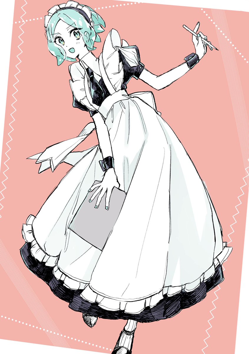 phosphophyllite maid maid headdress alternate costume solo apron 1other clipboard  illustration images