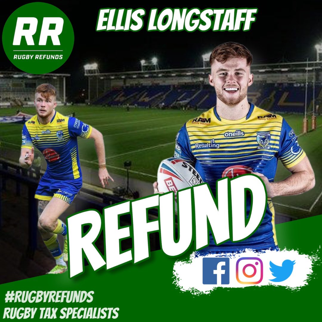 RugbyRefundsLtd's tweet photo. REFUND 👏

Thanks to @WarringtonRLFC @EllisLongstaff for using our service again this year for all of his tax needs.

We wish you the best of luck for the rest of the season Ellis. https://t.co/aousqKLSbR
