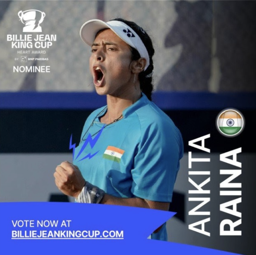 IndTennisDaily's tweet photo. ANKITA RAINA NOMINATED FOR BJK CUP HEART AWARD

The award aims to recognise players who've represented their country with distinction, shown exceptional courage and demonstrated outstanding commitment to the team

Voting closes on 16 May, 11:00 GMT

Link - https://t.co/ZgLi3xW0Ly https://t.co/584k1n4rzN