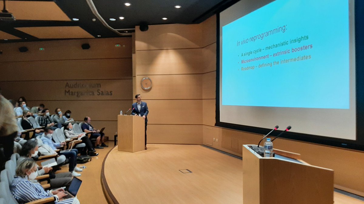CNIOStopCancer's tweet photo. Manuel Serrano from @IRBBarcelona closes the meeting with his talk: Understanding and controlling Cellular reprogramming in vivo 🕑 

#CFM_AGING22 @CaixaResearch 
Thank you to the organizers and to the participants ♥️🙏 https://t.co/wMnlOpM61u