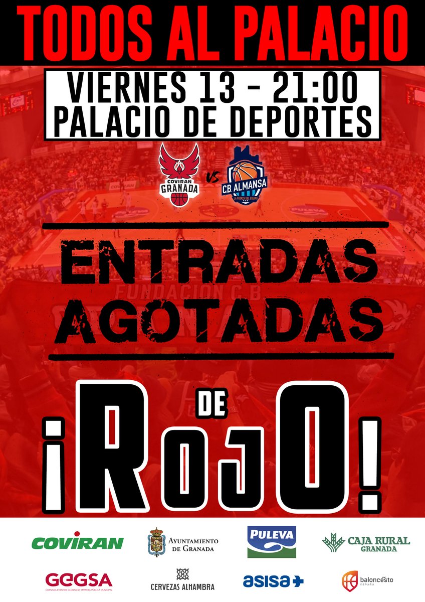 CoviranGranada's tweet photo. 🛑 𝗘𝗡𝗧𝗥𝗔𝗗𝗔𝗦 𝗔𝗚𝗢𝗧𝗔𝗗𝗔𝗦 🛑

El Palacio registrará el viernes un LLENO ABSOLUTO.

¡¡Vamos, @Coviran!!
¡¡Gracias, Granada!! https://t.co/3AnrN4j0Zu