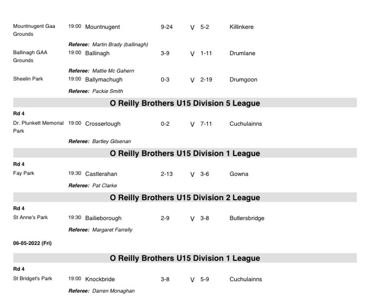 CavanCoBoardGaa's tweet photo. Results from the last round of fixtures in the O’Reilly Brothers U15 League along with league tables! 

Where does your team stand?

Check it out below ⬇️ 

#YouthBoard

(1/2) https://t.co/1lj6zEdBx0