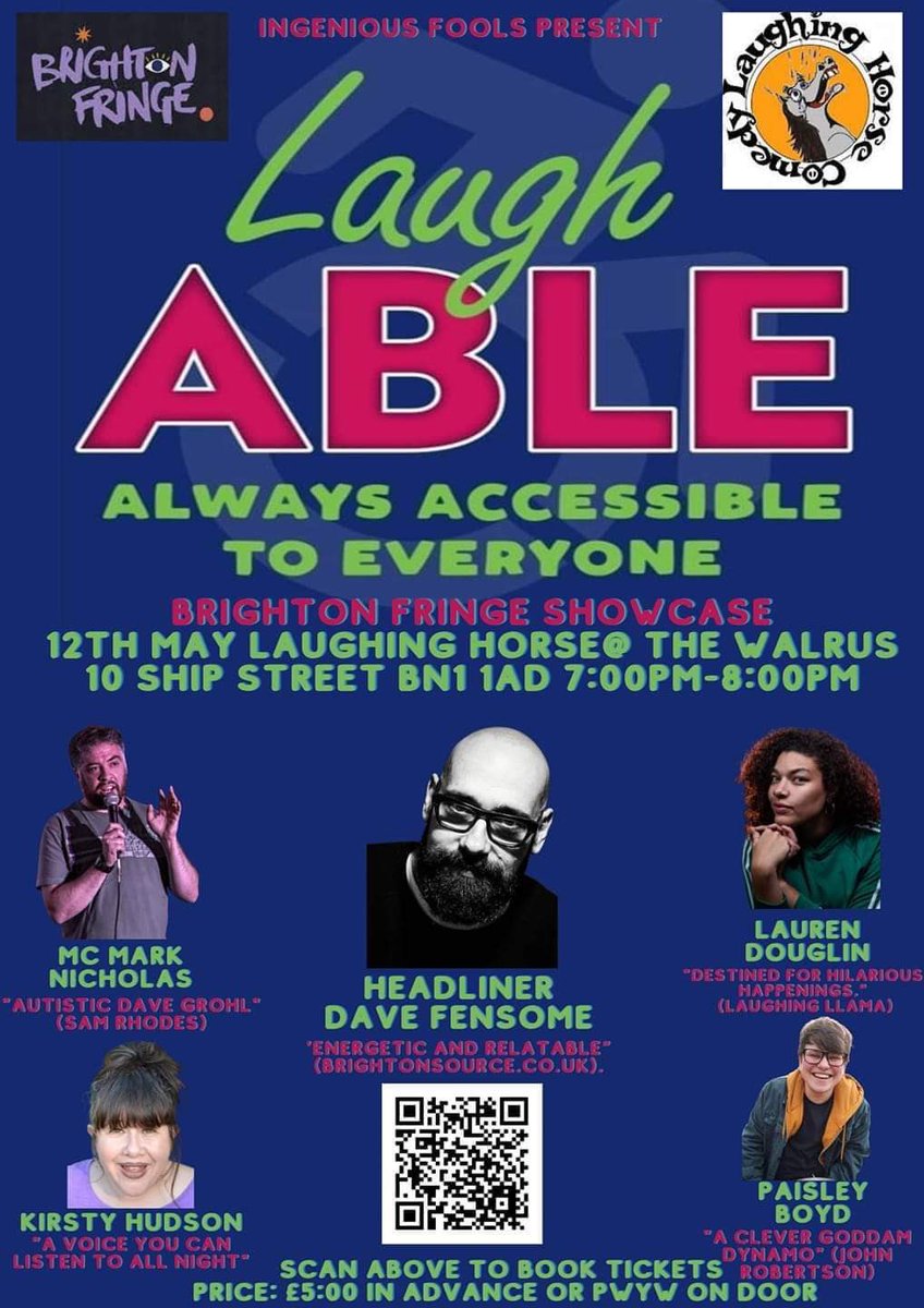 PaisleyJBoyd's tweet photo. It’s Laugh-able in two days!!! Join us in Brighton on Thursday 12th May at 7pm for this brilliant line up with event creator and MC @mnicholascomic running the show!!

Book your tickets here:

https://t.co/MDG4eAWPGK https://t.co/oBYumXB3dE