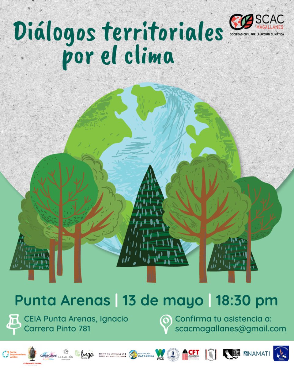 WCS_Chile's tweet photo. Este viernes se realizará el último de los Diálogos Territoriales por el Clima en Punta Arenas. Participa y da a conocer tus propuestas para enfrentar el cambio climático desde #Magallanes 
Inscríbete escribiendo a scacmagallanes@gmail.com
#CambioClimatico #PUQ https://t.co/7ElK6KIBKn