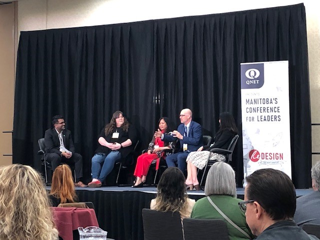 SAFEWorkMB's tweet photo. Our COO @SAFEWorkJamie on the panel at today's QNET Manitoba Conference for Leaders #QNETMB2022 https://t.co/Ke0OJ1yI4Z