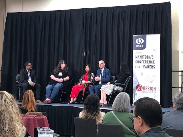 SAFEWorkMB's tweet photo. Our COO @SAFEWorkJamie on the panel at today's QNET Manitoba Conference for Leaders #QNETMB2022 https://t.co/Ke0OJ1yI4Z