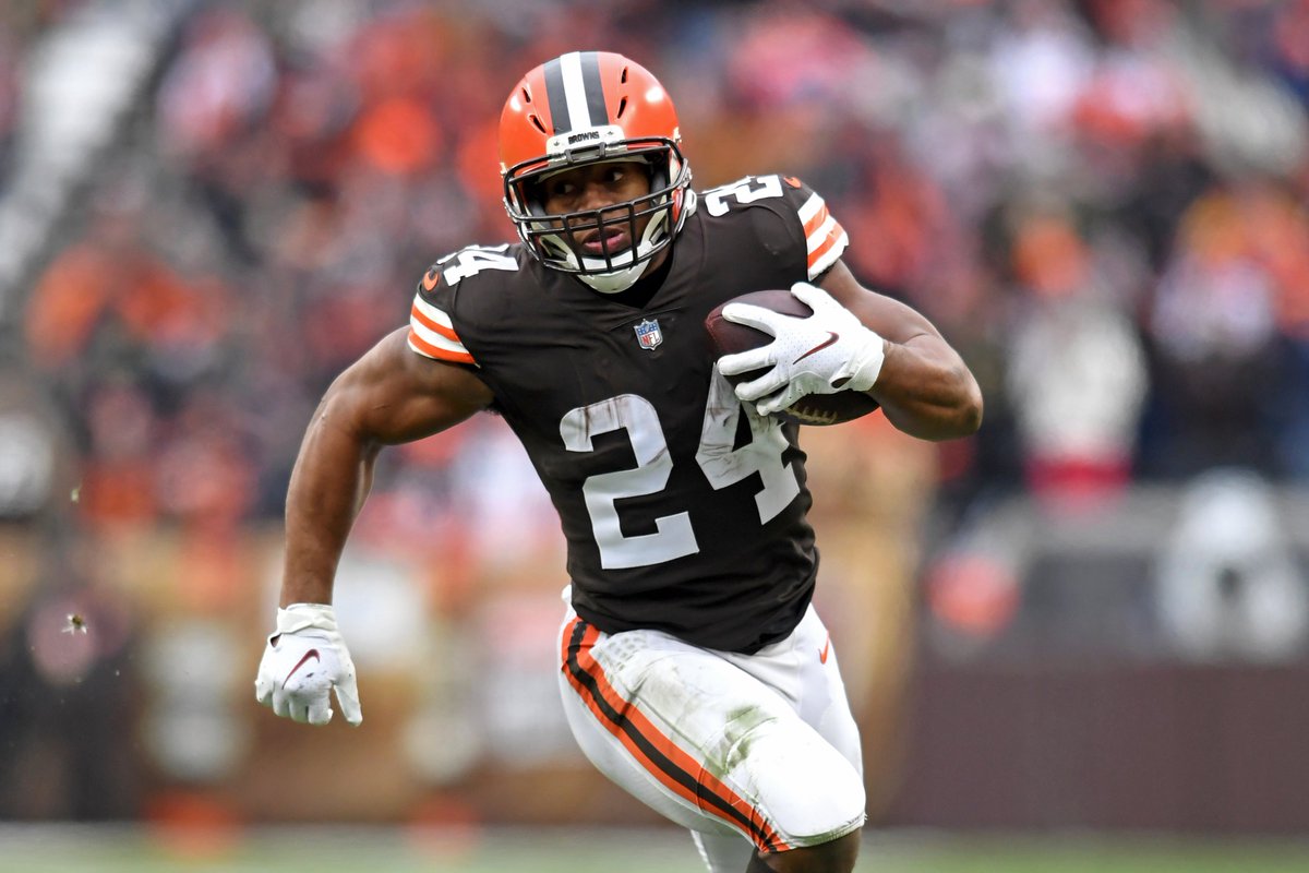 FanDuel's tweet image. Who leads the AFC North in rushing yards next season? 💨