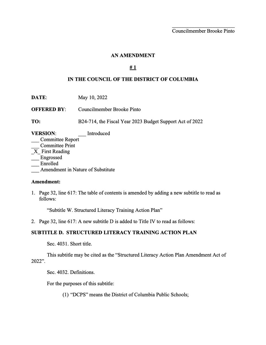 CMBrookePinto's tweet photo. Reading is fundamental to our students' success. Today I introduced a budget amd to improve literacy rates by 1) establishing a taskforce to implement a citywide plan for @dcpublicschools &amp; @dcpcsb &amp; 2) providing literacy training for all DCPS instructional coaches. (1/2) https://t.co/oIdeWVdBqS