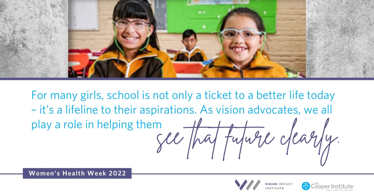 CooperInstitute's tweet photo. Research suggests that 55% of the people with vision loss globally are women and girls. How do we advocate for eye health programs around girls' vision? @VisionCost has some ideas: https://t.co/mfR8SmMoyM 

#WomensHealthWeek #WomensHealthMonth #HealthyVision #WELLIntoTheFuture https://t.co/C6vER66XIG