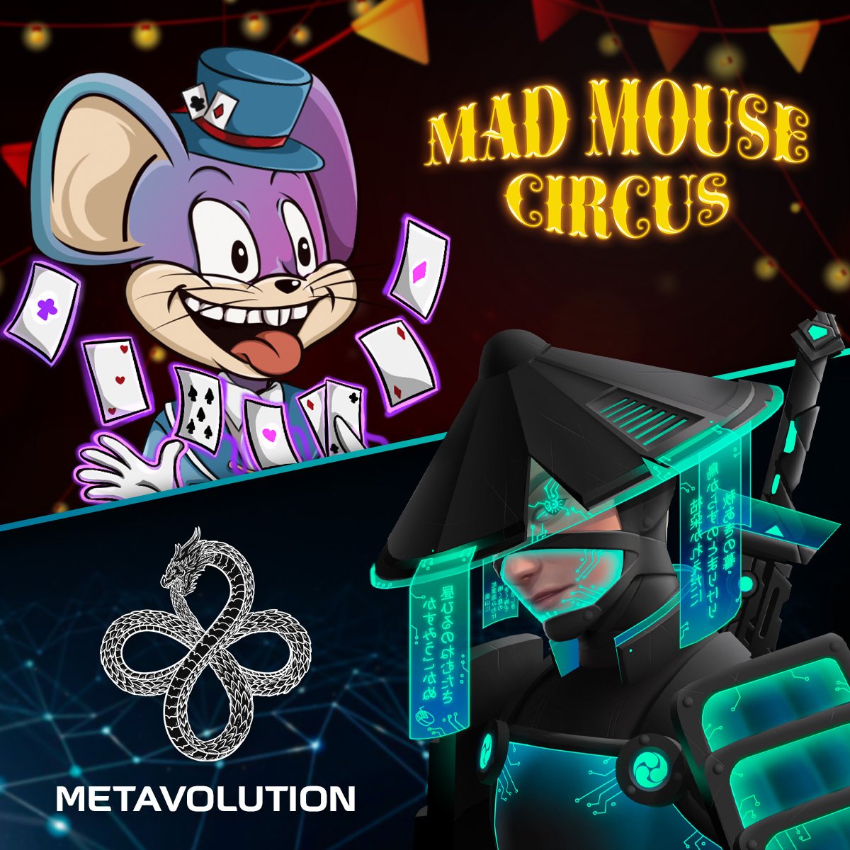 🎪Mad Mouse Circus x MetaVolution 🥷
⚡️We are giving away 2x Whitelist spots⚡️

To enter :
✅Follow <a href="/MetaVolutionNFT/">MetaVolutionNFT</a>  &amp; <a href="/MadMouseCircus/">Mad Mouse Circus</a>
✅RT &amp; Like
✅Tag 3 NFT frens

⏳24h

8 WL spots will be available in our Marketplace. Only with GOUDA 🧀