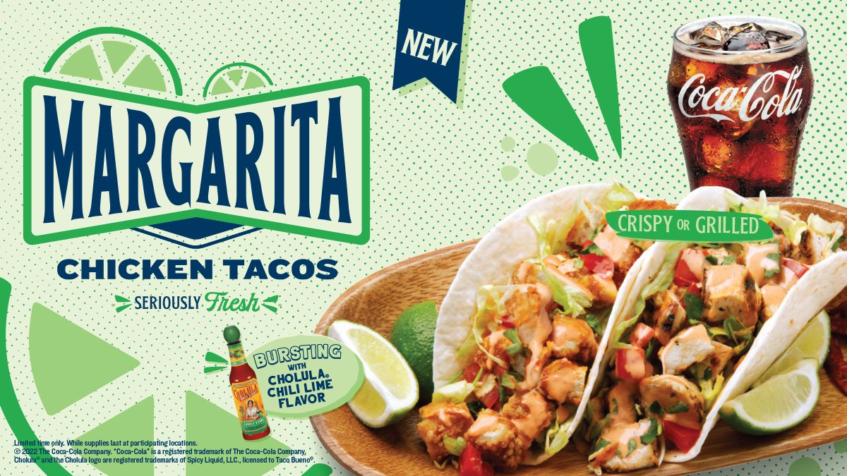 Tuesdays are for tacos! Have you tried our new Margarita Chicken Tacos yet? 😋

#MargaritaChickenTacos #tacobueno #itsmorebueno #tacotuesday