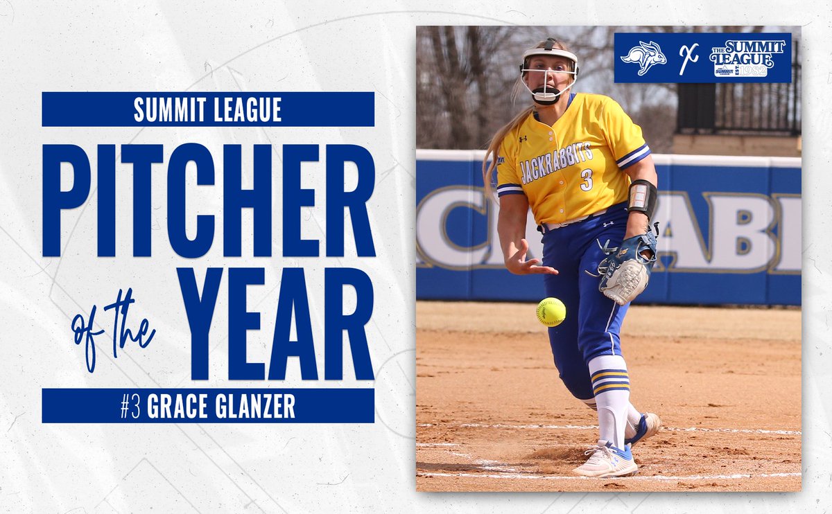GoJacksSoftball's tweet photo. They don’t call her Amazing Grace for nothing! ✨

Grace Glanzer is the Summit League 𝗣𝗶𝘁𝗰𝗵𝗲𝗿 𝗼𝗳 𝘁𝗵𝗲 𝗬𝗲𝗮𝗿!

#GoJacks 🐰 https://t.co/CSBPUhbEcq