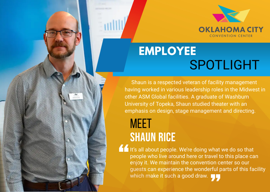 okcconvcenter's tweet photo. Shining the spotlight on Director of Operations Shaun Rice.
#okccc #employee #team https://t.co/pADwcEgqv8