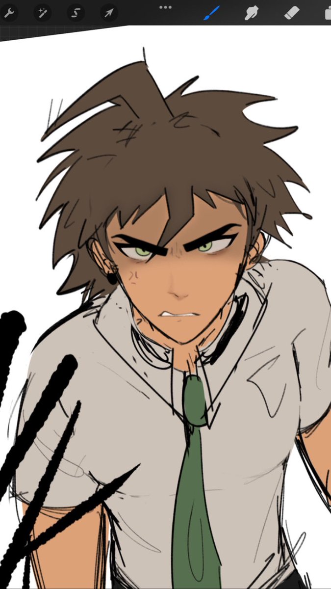 Kiwiibluu's tweet photo. u guys like angry hajime? right? maybe? maaaybee?? #hajimehinata #danganronpa #WIP https://t.co/tNioSCbOEB