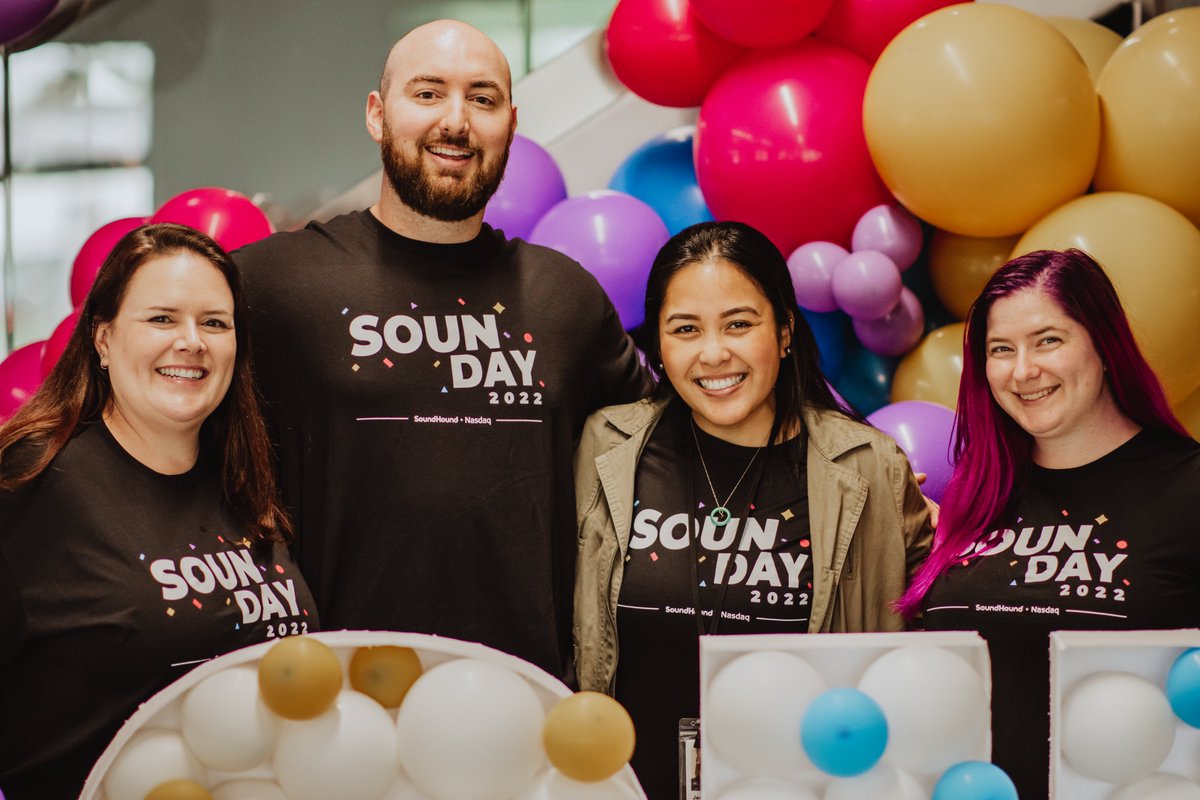 SoundHound's tweet photo. We are kicking off going public in style! #TeamSoundHound celebrated with good food, friends, and fun at the Santa Clara, Toronto, and Boulder Celebratory Happy Hours. Check out photos from the event → 

#SOUN https://t.co/aYGhHPbdVP