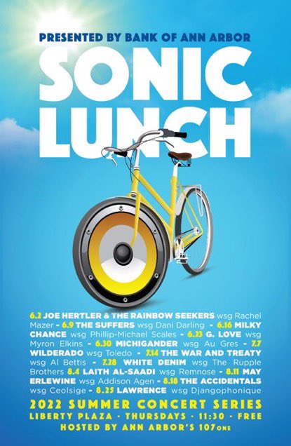 🚲 <a href="/joehertler/">Joe Hertler</a> 🚲 <a href="/TheSuffers/">The Suffers</a> 🚲 <a href="/MilkyChance/">Milky Chance</a> 🚲 <a href="/glove/">G. Love</a> 🚲 <a href="/michiganderband/">Michigander</a> 🚲 <a href="/WILDERADO/">WILDERADO</a> 🚲 <a href="/warandtreaty/">The War And Treaty</a> 🚲 <a href="/whitedenimmusic/">white denim</a> 🚲 <a href="/LaithAlSaadi/">LAITH AL-SAADI</a> 🚲 <a href="/mayerlewine/">May Erlewine</a> 🚲 <a href="/moreaccidentals/">The Accidentals</a> 🚲 <a href="/lawrencetheband/">Lawrence</a> 🚲 ☀️🎶 <a href="/annarbors107one/">ann arbor's 107one</a> 🎙