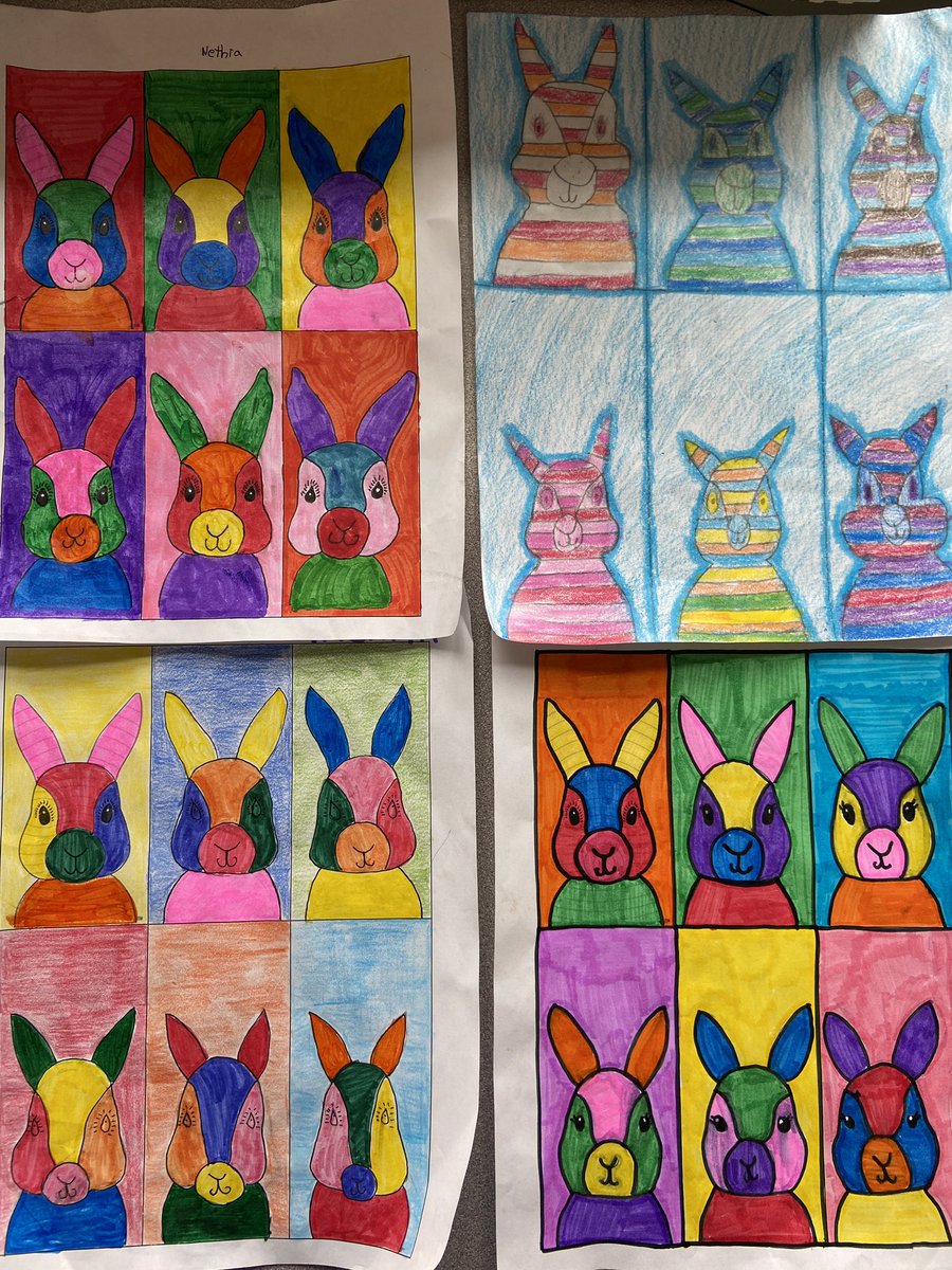 Bunny Pop Art 🐰🎨 <a href="/DolsonPS/">Dolson Public School</a> #grade6 #popart #artclass #grade6teacher #bunnyart #mspersaudsclassroom
