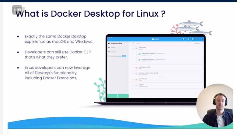 danielbryantuk's tweet photo. For all my Linux people, here's the launch of @Docker Desktop for Linux (DD4L) 🥳

Great overview from @cd_mclellan at #DockerCon https://t.co/prIt6jgwjw