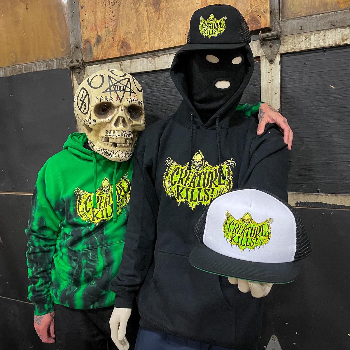 creaturefiends's tweet photo. It's all in the details, check out the new Reaper Kills Collection 💀 
Featuring Hoodie, S/S tee, socks and hat with art by @koolaidmustache 💨 
S/O to @swanharps showing us how it's done in the @nhs_inc MFG dept! 🙌
#SupportYourLocalCREATURE #CreatureSkateboards https://t.co/AVwrCJjNRa