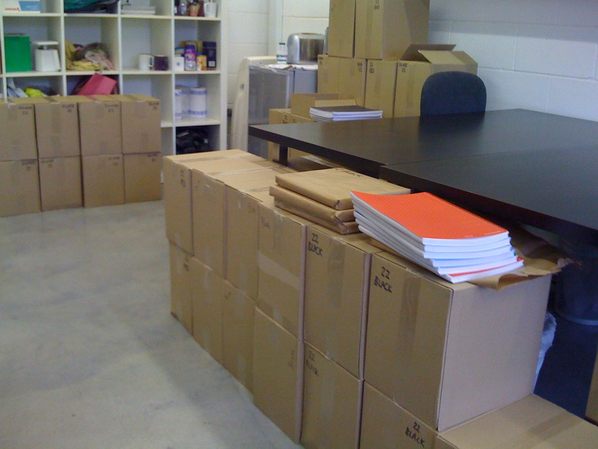 OrigDesWorkbook's tweet photo. Thought I'd share this image of when the print batch of Original Designers Workbooks was delivered to our office at @westbournestud1 way back in Feb 2009. The digital version is tantalisingly close! https://t.co/JIWuUxyjKq