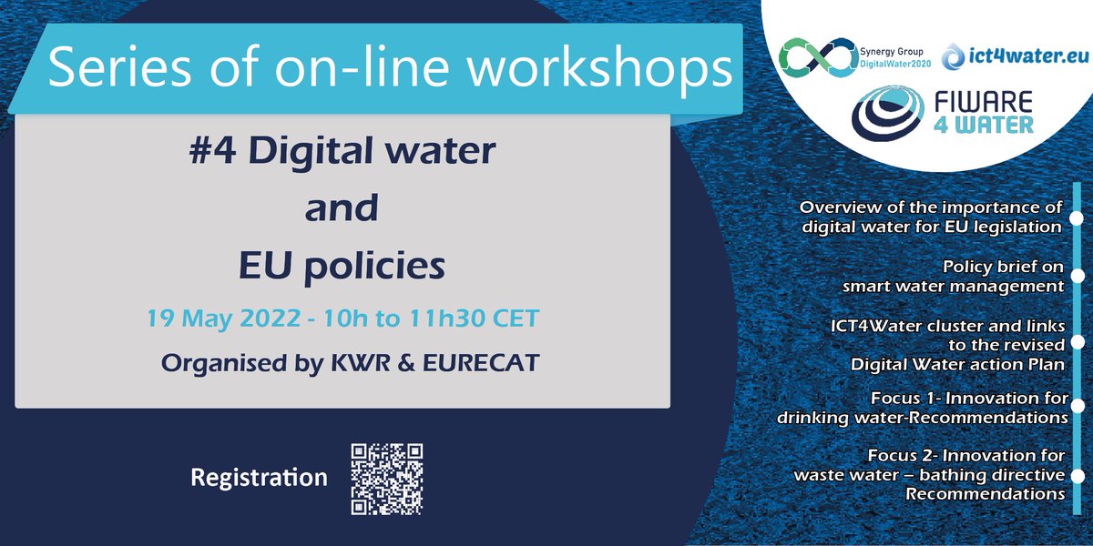 💾 SAVE THE DATE! Join <a href="/Fiware4Water/">Fiware4Water</a> Webinar#4 ‘Digital water and EU policies' on May 19th from 10-11.30 CET!📄Agenda bit.ly/3w1X5NI 🎯Registration bit.ly/3PbtOHJ <a href="/EU_H2020/">Horizon 2020</a> <a href="/ict4water_eu/">ict4water_eu</a> <a href="/naiadesproject/">NAIADES 💧</a> <a href="/SCOREwaterEU/">SCOREwater</a> <a href="/aqua3seu/">aqua3S</a> <a href="/digitalwater_eu/">digital-water.city</a>
