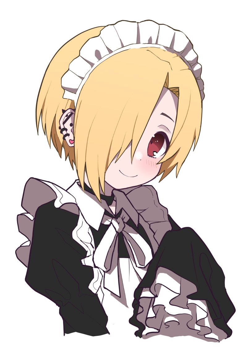 shirasaka koume 1girl solo maid blonde hair maid headdress smile sleeves past wrists  illustration images