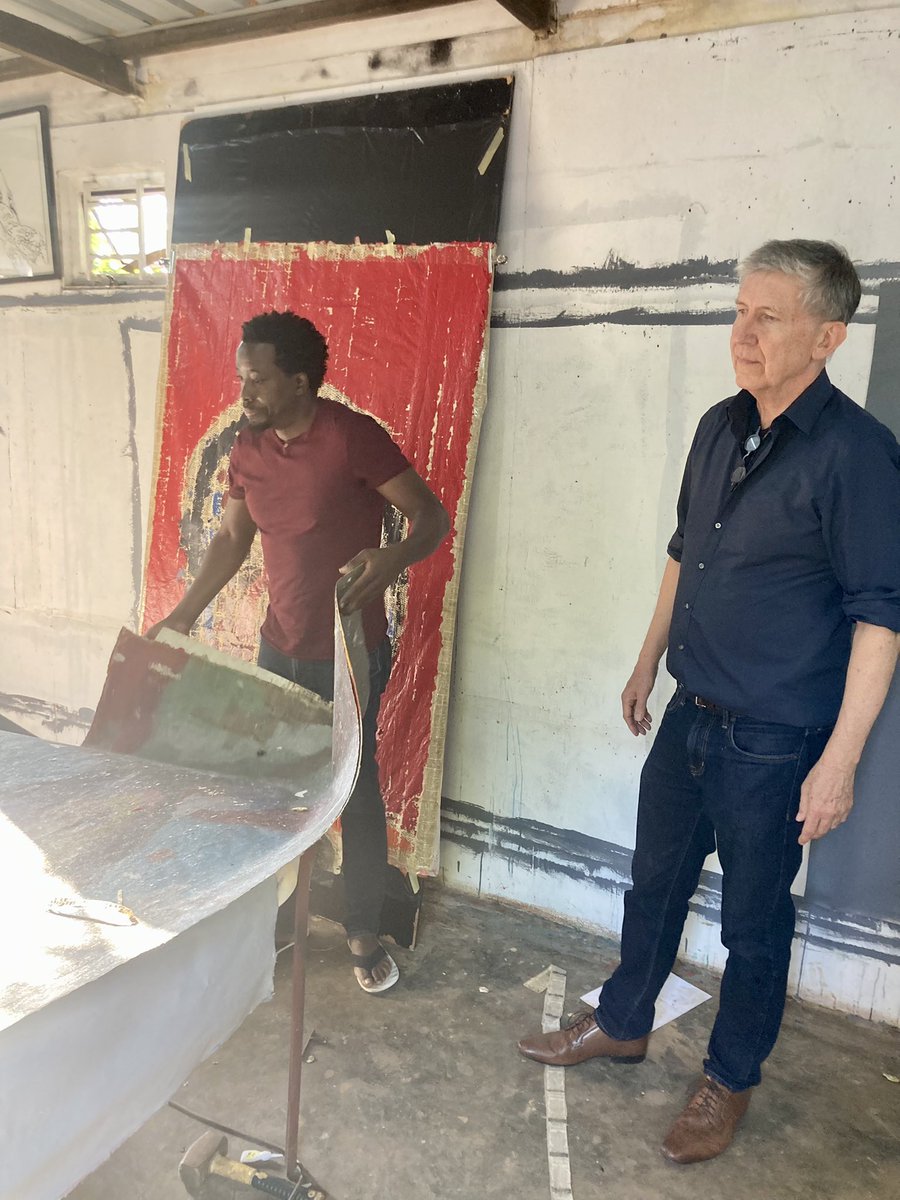 irisborsch's tweet photo. It was so delightful to pay @StaryMwaba a visit on his birthday and see more of his truly stunning and impressive #artwork! Ever since doing his #mural at our Embassy #GermanyinZambia he is part of us! https://t.co/2irA9eN0t0