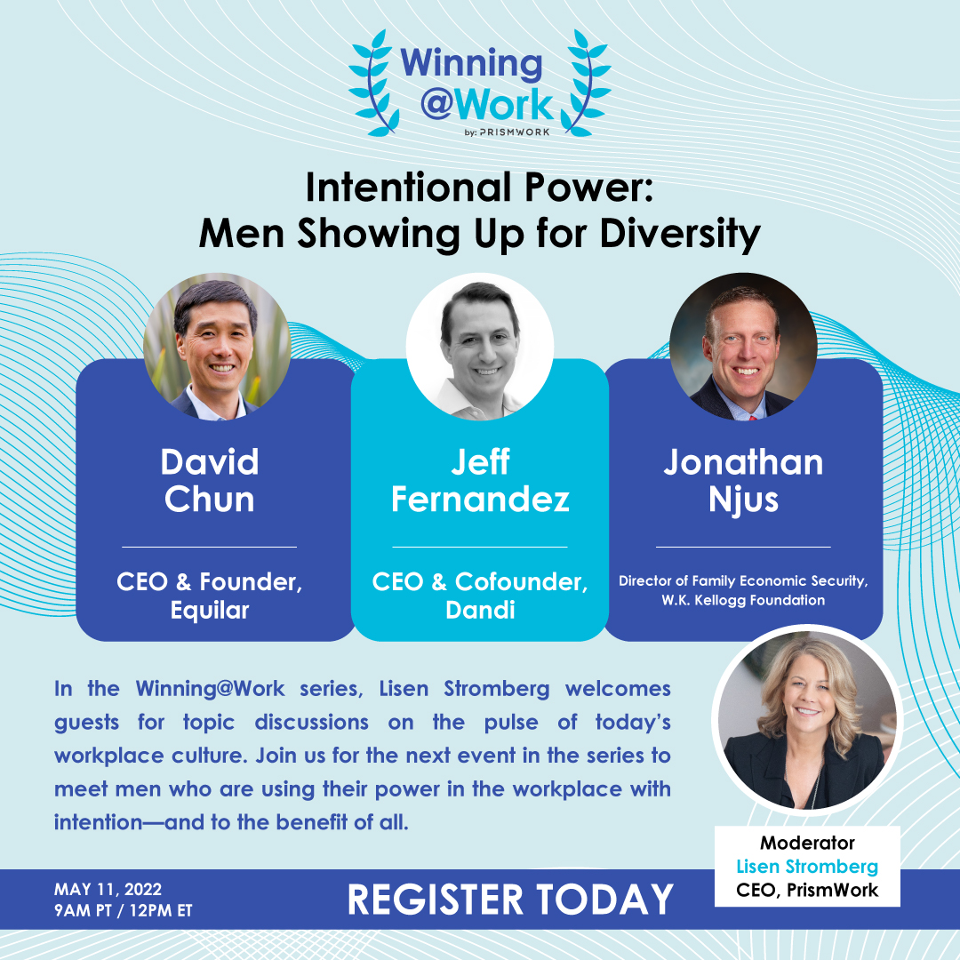 PrismWork21C's tweet photo. Last chance to register! In tomorrow's Winning@Work panel, PrismWork CEO @LisenStromberg will be joined by guest panelists to discuss how men can leverage their power in the workplace for the good of all. Register here: https://t.co/SYbA0CHJwZ
#WinningatWork #PrismWork https://t.co/DJgwIyHVvR