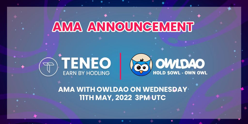 📢 AMA DUYURUSU 📢

<a href="/OWLDAOio/">OWLDAO</a> ile bir AMA oturumu yapacağımızı duyurmaktan gerçekten heyecan duyuyoruz.

Tarih📅 : 11 Mayıs 2022
Saat⏰ : 18:00
Mekan🚪: t.me/TeneoFinance

Takviminizde Tarih ve Saati işaretleyin 🗓️ ve oturuma geç kalmayın

#TeneoFinance