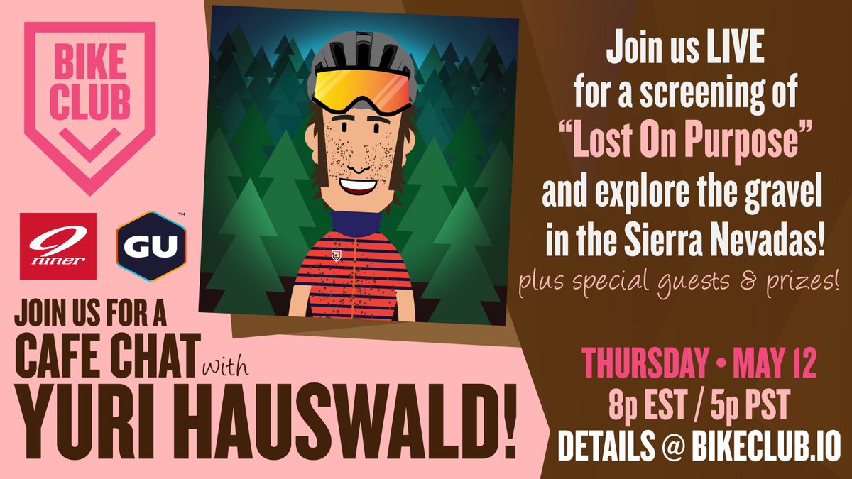 Join us this Thursday for a LIVE chat with <a href="/YuriHauswald/">Yuri Hauswald</a> screening his "Lost On Purpose" video about gravel cycling w/ <a href="/sierrabuttes/">SBTS</a> in NorCal 

Tune in for prizes from <a href="/NinerBikes/">Niner Bikes</a> <a href="/GUEnergyLabs/">GU Energy Labs</a> &amp; more!

Deets👉 bikeclub.io/yuri-lost-on-p…