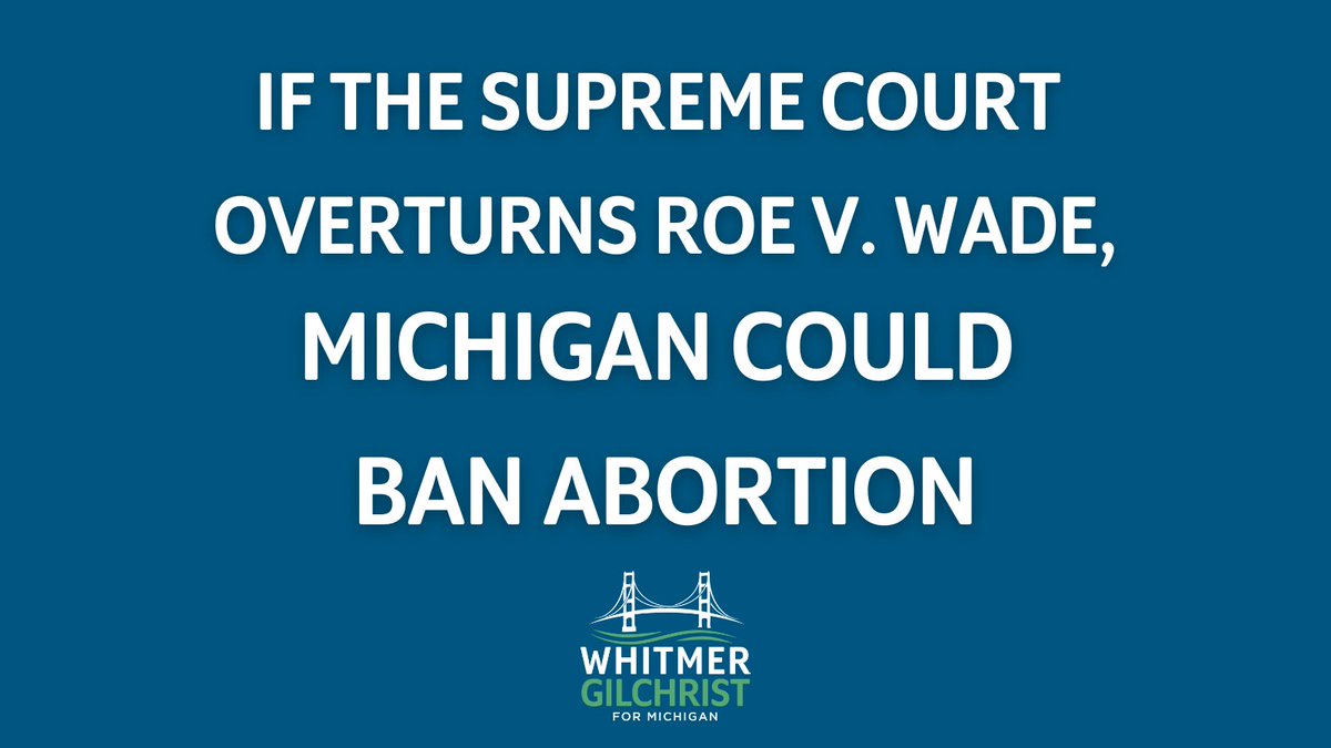 gretchenwhitmer's tweet photo. I'm not waiting for the Supreme Court's decision on Roe v. Wade. That’s why I filed a lawsuit and used my executive authority to urge the Michigan Supreme Court to immediately affirm the right to abortion. https://t.co/zKyIgTFGCv