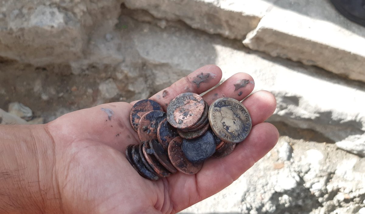 UniSalerno's tweet photo. [RICERCA UNISA] ⚱️🔎⛏📖
Un piccolo tesoro di #2500monete in oro, argento, oricalco, rame e bronzo. E’ il prezioso risultato venuto alla luce dallo #scavoarcheologico oggetto di studio da parte dei ricercatori del nostro Dipartimento di Scienze del Patrimonio Culturale (#DiSPaC) https://t.co/PF9huRSGh2