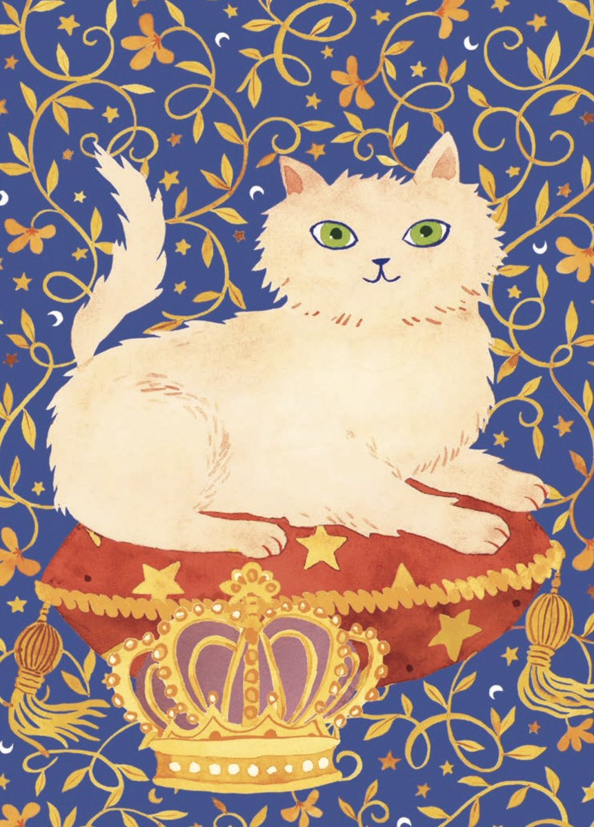 A cat on a throne. 