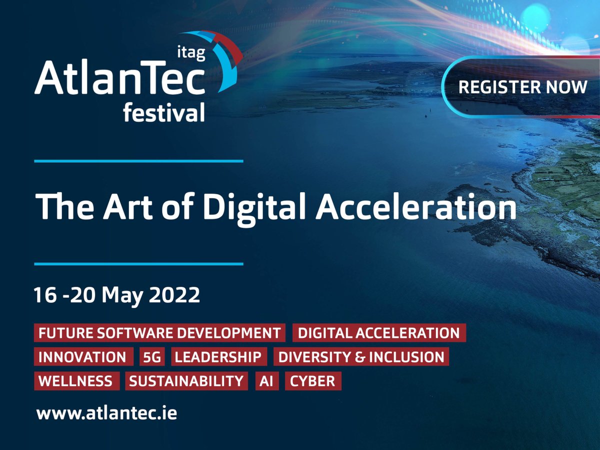 Don't miss <a href="/AtlanTecFest/">AtlanTec</a> 2022 from 16 – 20 May. This year's festival is taking place as a hybrid event, with content available online and key moments taking place across the region. Register now cyberireland.ie/events/atlante… <a href="/itagTech/">itag - Innovation Technology AtlanTec Gateway</a> @nuigalway