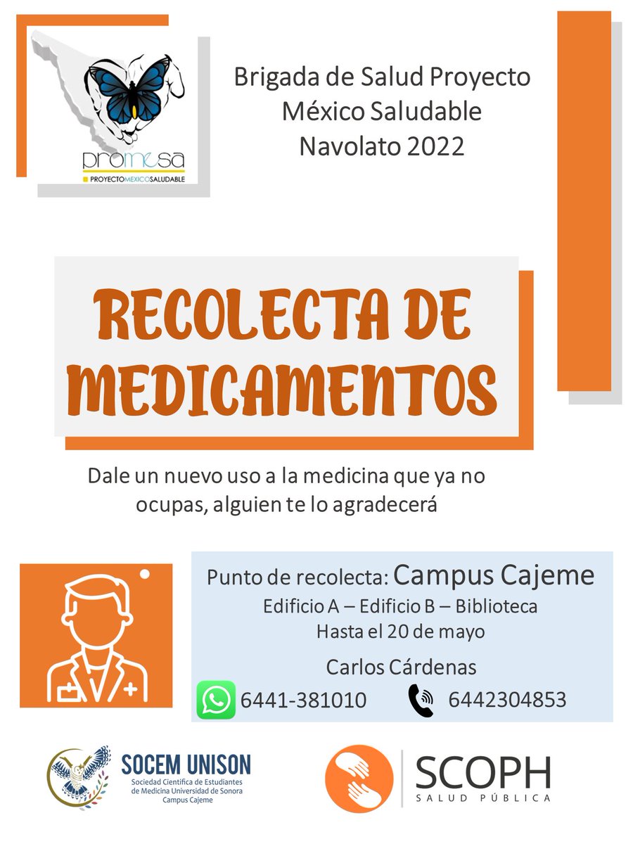 SOCEMUNISON's tweet photo. ¡Hola familia, ocupamos el apoyo de ustedes!🥰

Los medicamentos que se ocupan en escala de prioridad son: AINES, anti hipertensivos, hipoglucemiantes, antihistamínicos, antieméticos, fármacos que modifican la motilidad intestinal, antiácidos y cualquier otro. https://t.co/pTCulK1GBH