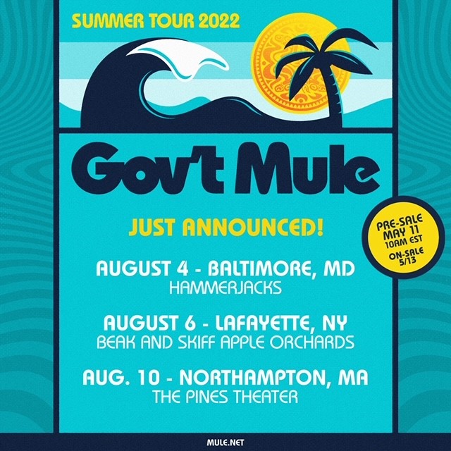 thewarrenhaynes's tweet photo. Excited to announce three new @govtmuleband August dates! Pre-sale begins tomorrow at 10am EST.
8/4 - @Hammerjacksnews
8/6 - @Beakandskiff
8/10 - The Pines Theater at @LookPark01062
#WheresMyMule #MuleLive https://t.co/RE1fR5oPwd