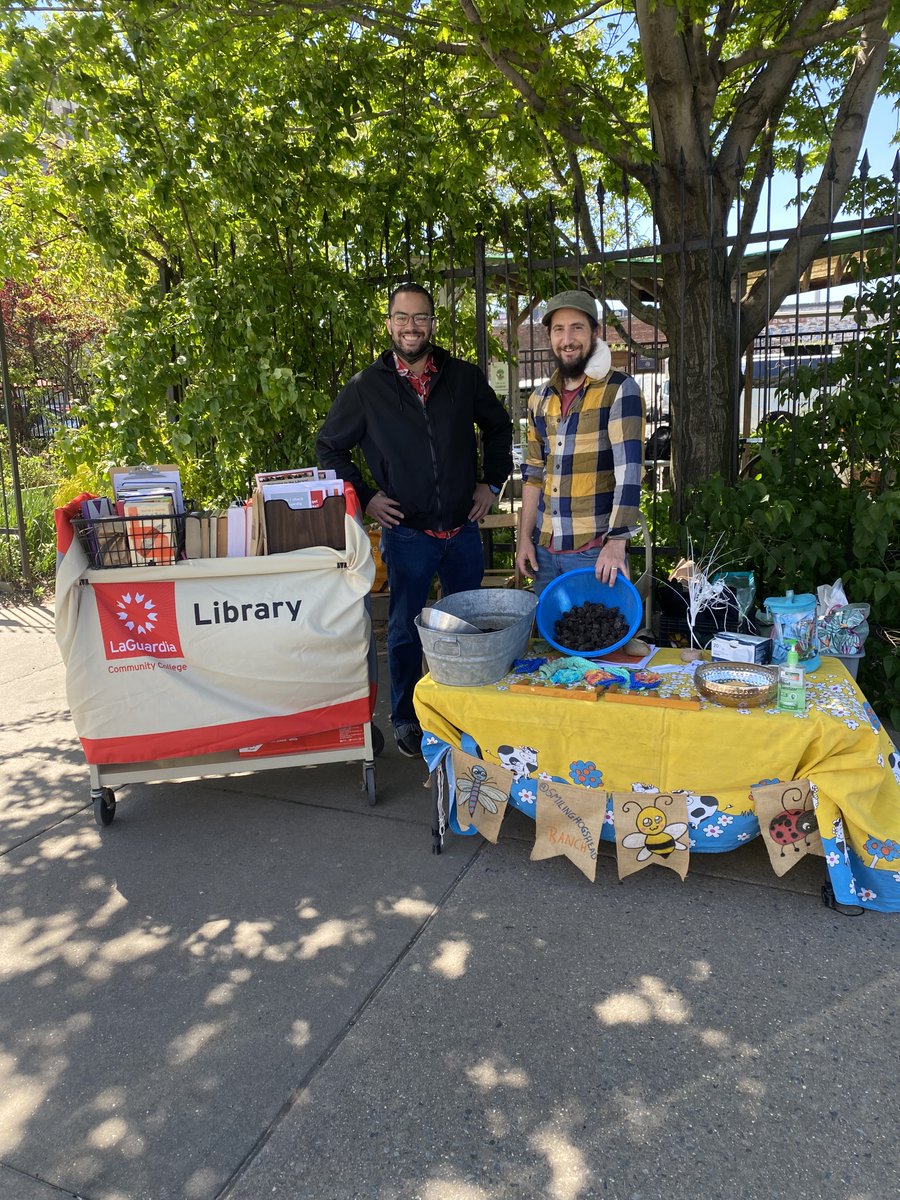 lagcclibrary's tweet photo. Stop by the Library's pop-up! Our own Prof. Chris McHale and Phillip Torres will help you make seed balls for some viral planting! Today until 2pm outside the LIC Community Roots Garden (47th Ave across from the C-Building). Supports the NYC Wildflower Fortnite @greenguerillas https://t.co/rvO36aAezv