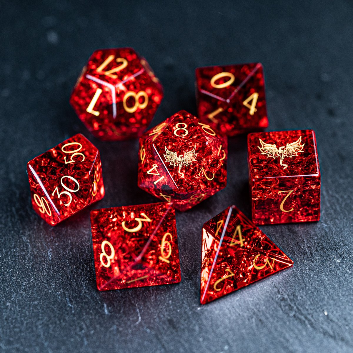 Red blast dice set with the flying dragon🐲

#dnd #dice #ttrpg #dungeonsanddragons #TTRPGs