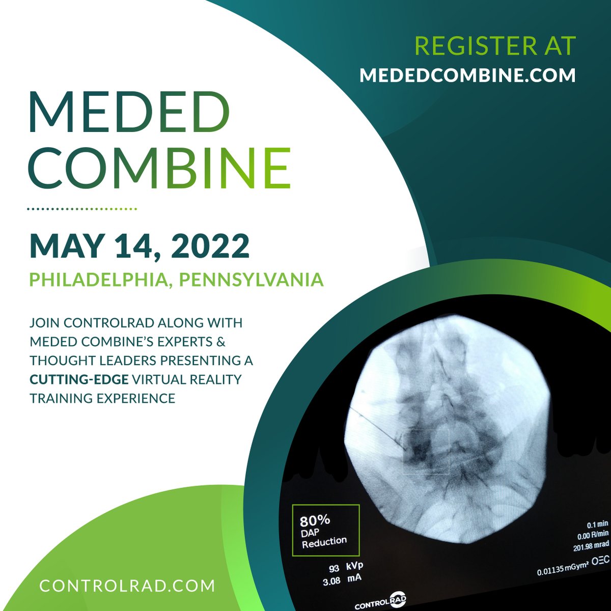 We are going LIVE this weekend in Philadelphia! Join us on May 14 for the MedEd Combine! We can't wait to see everyone there! Controlrad.com #mededcombine #xraysafety #radiationsafety #fluoroscopy