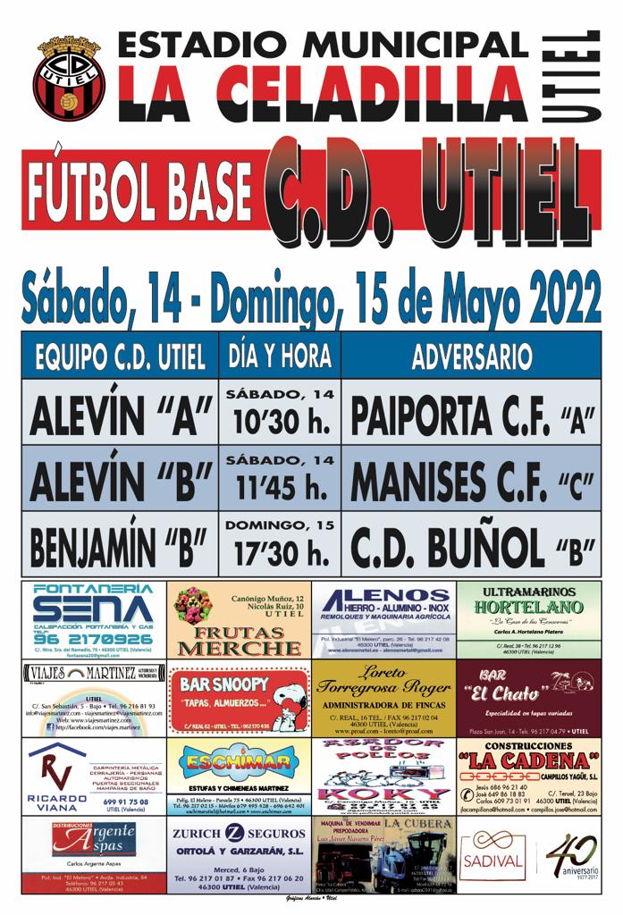⚽️PARTIDOS DE ESTE FIN DE SEMANA EN LA CELADILLA⚽️
 
Te esperamos! 🙌

#123Utiel❤️🖤