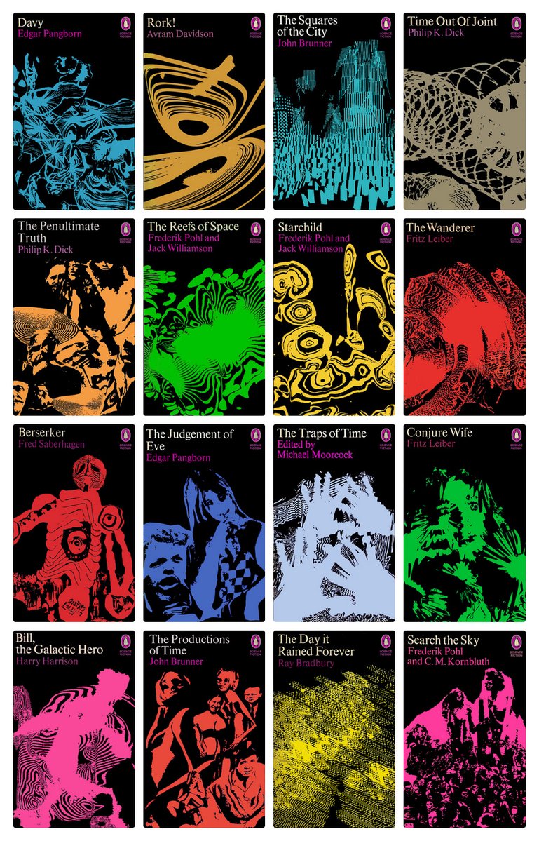 In 1968 David Pelham, the new art director for fiction <a href="/PenguinBooks/">Penguin Books</a>, commissioned the covers of sixteen sci-fi novels to Franco Grignani. This series was the beginning of a new golden era for the publishing house, and become some of Penguin's most coveted collectable editions: