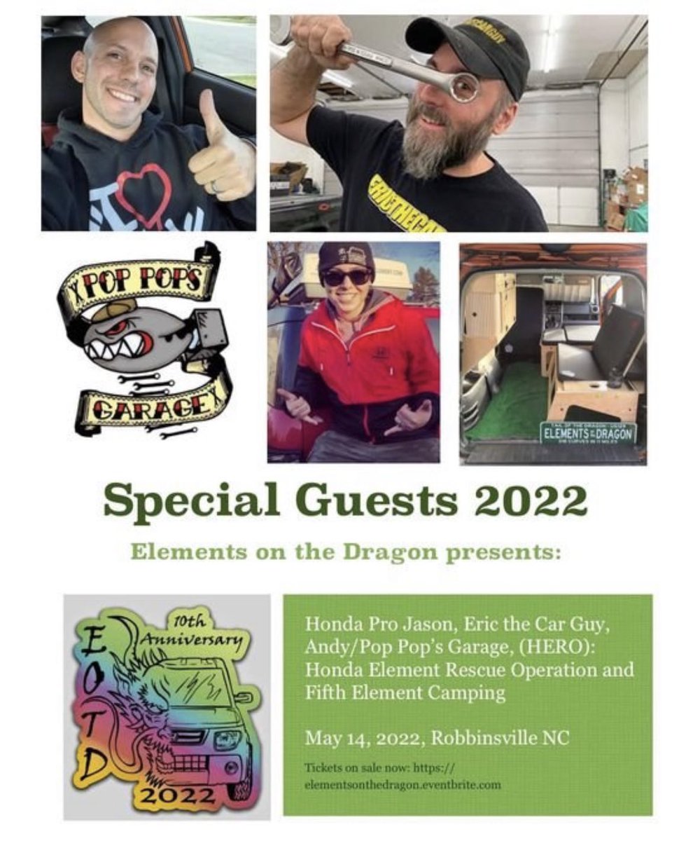 5thelementcamp's tweet photo. World’s Largest Honda Element meetup is Saturday May 14th, 2022.

Registration required, please use the link below to join us.

https://t.co/mC6fjSus8j

Over 120 Elements registered so far…

Can’t wait!

#hondaelement #meetup #vanlife #camp #camping #longlivetheelement https://t.co/vpAog9UMwg