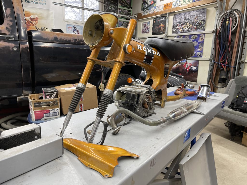 tflbike's tweet photo. We’re restoring an old #HondaTrail70 #MiniMoto &amp; the build begins in a hundred pieces! 

Follow us along on this journey on TFLbike YouTube: 
https://t.co/gmCsPKg8ZQ https://t.co/FA00UcTGSp