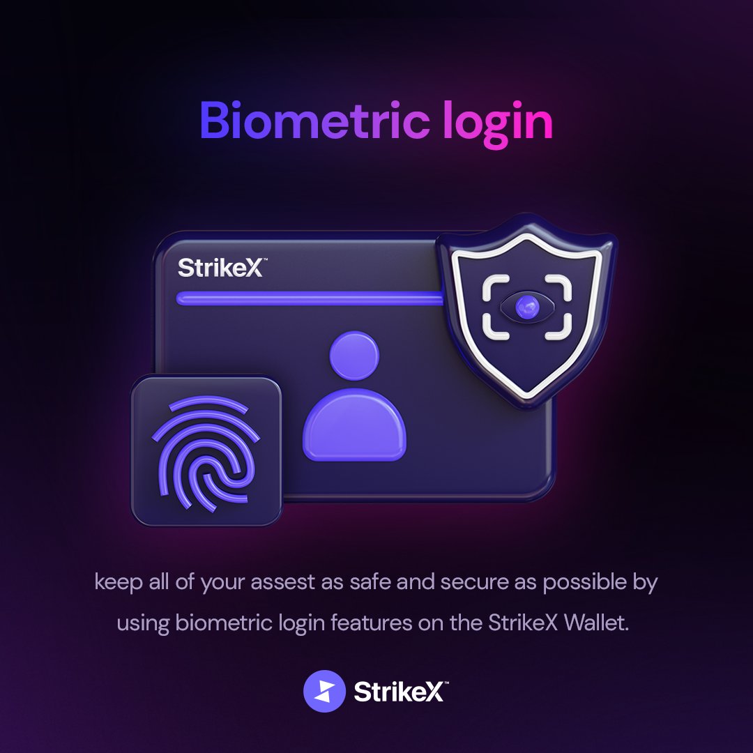 TradeStrikeBVI's tweet photo. Security is something we take very seriously at @strikex 🔒

Biometric login will be available at launch so you can access your wallet quickly and securely.

#StrikeX https://t.co/QJNe3avufn