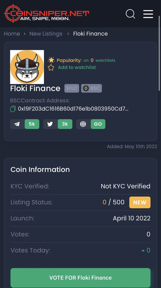 floki_fi's tweet photo. We are listed on @coinsniper_net 

Vote for us https://t.co/awCUiWYiFx

Thank our partner at @coinsniper_net for helping us https://t.co/N3Wr4ZklrW