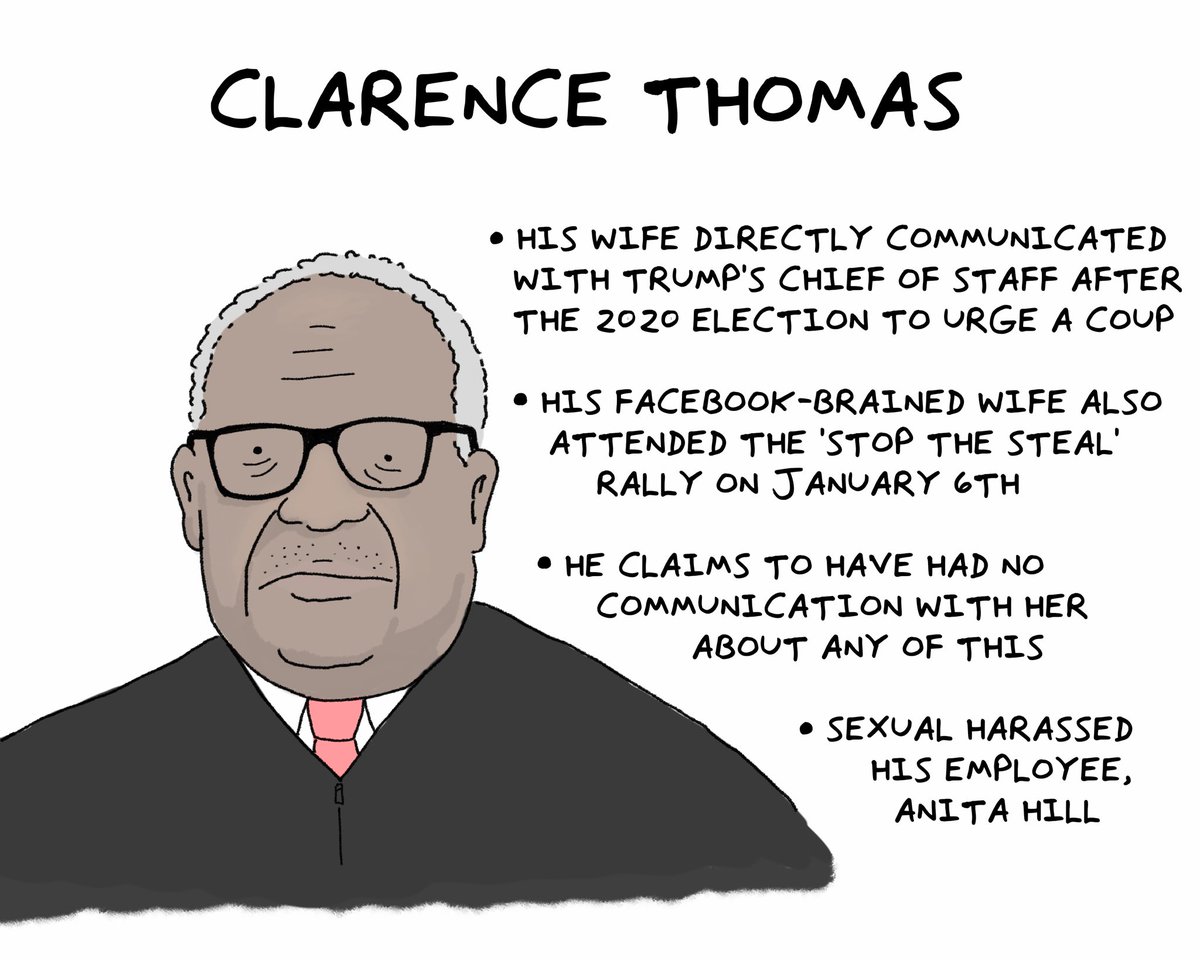 clarence thomas, who demands institutional respect for the court even though his wife wants a right wing coup