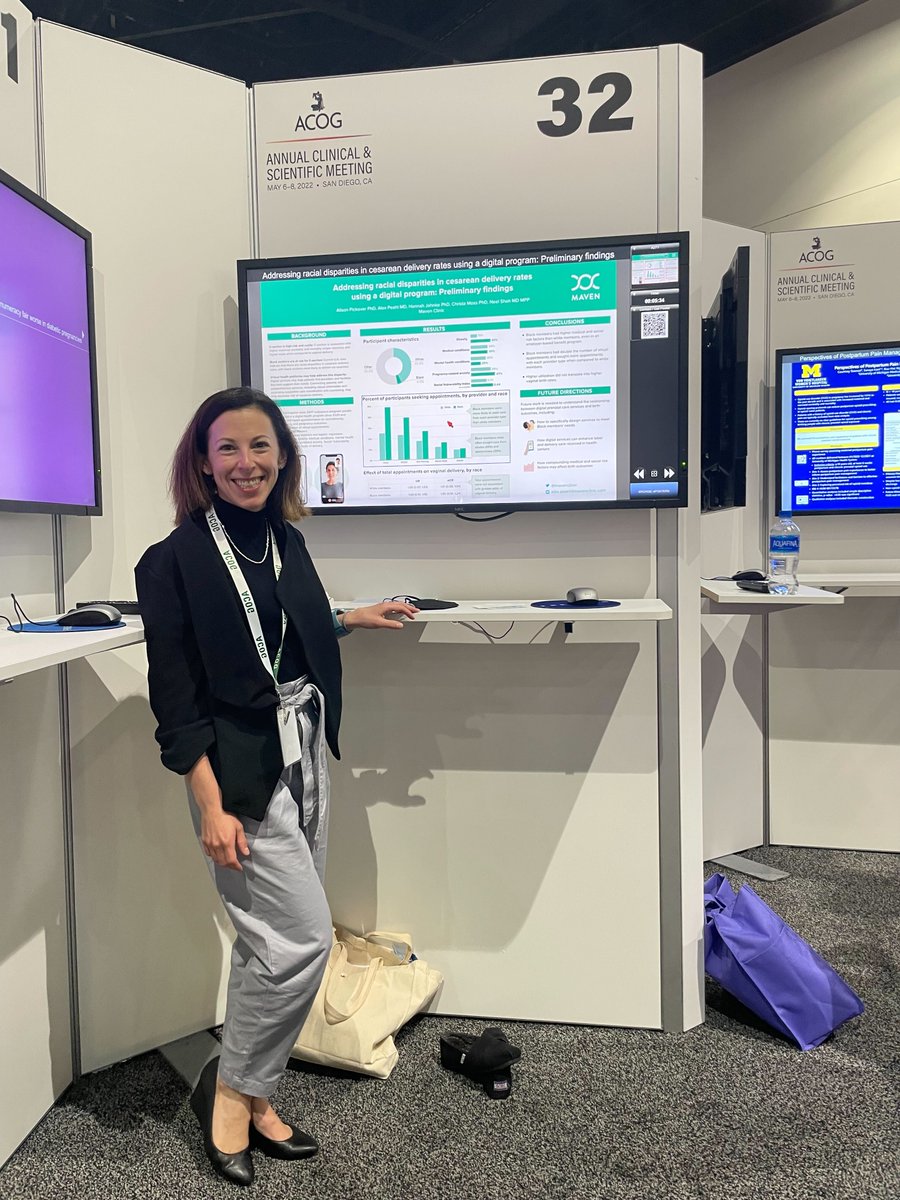 mavenclinic's tweet photo. #ACOG2022 was one for the books! Thanks to everyone who stopped by to see Maven Visiting Scientist @AFriedmanPeahl present our poster on racial disparities in prenatal care. @acog #ACOG22 #ACSM22 https://t.co/BUjBrypUec