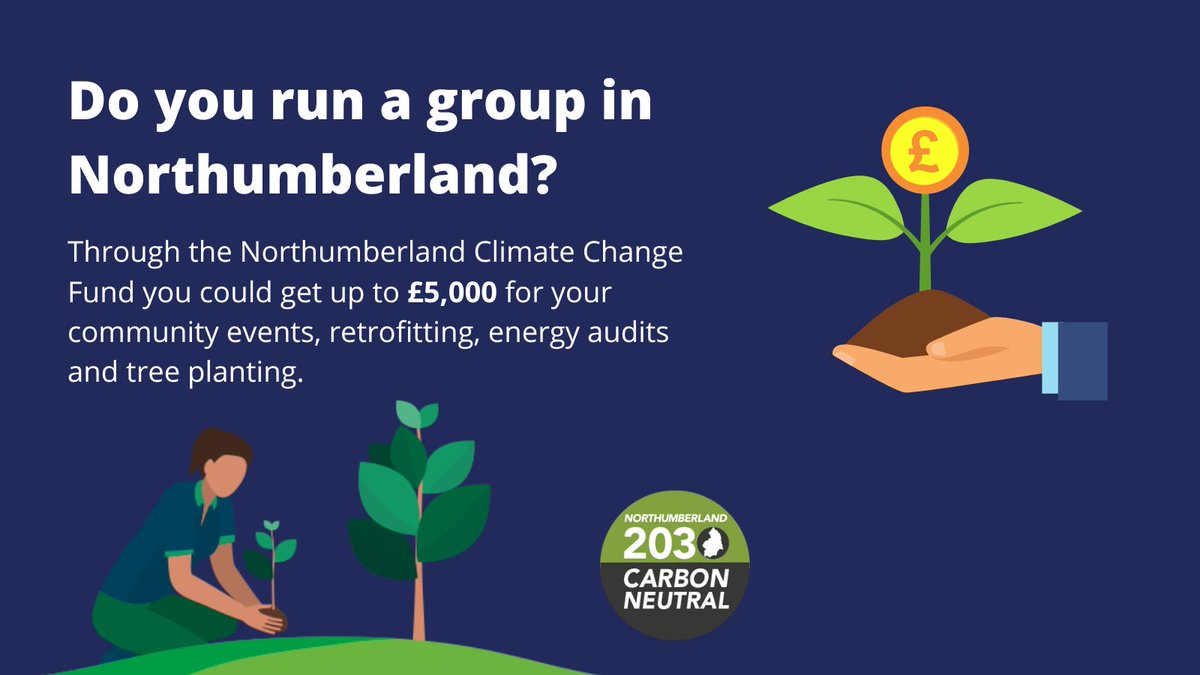 Run a community or voluntary group in Northumberland❓

Find out if you’re eligible to apply for funding to help tackle #climatechange  
nland.uk/climatefund 

Join us in our mission to make #Northumberland #carbonneutral by 2030. 🌳