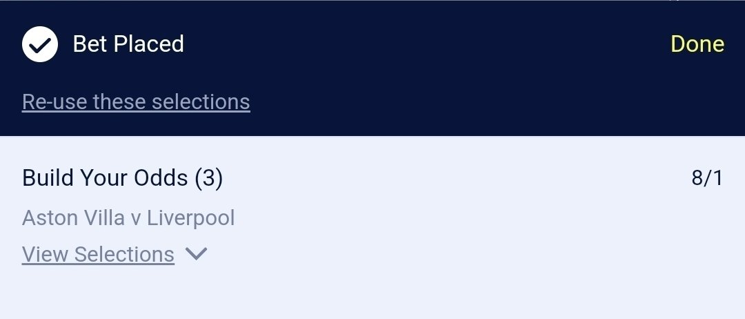 BetModule's tweet photo. 🚨 MY BET BUILDER HAS BEEN PLACED!

🏟 Aston Villa v Liverpool 
🕗 Kick off 20.00
📈 Odds 8/1

Smash LIKE ❤️ if you want it posted early. https://t.co/OfdaF7aNmt